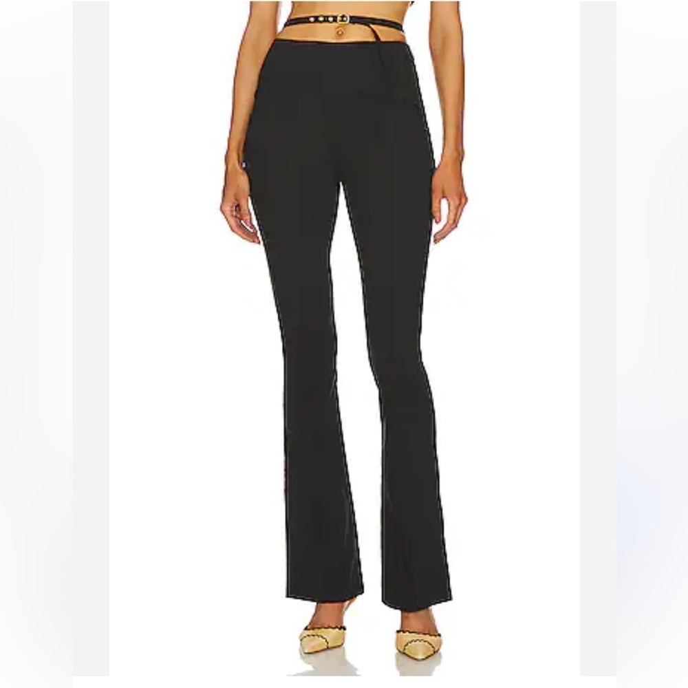 Lovers + Friends CHARLIZE PANT Black Flare Pants stretch belted Revolve M